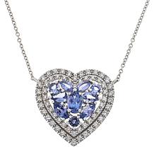 Colleen Lopez Tanzanite & Zircon Double Halo Sterling Silver Necklace