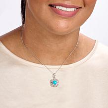 Colleen Lopez Turquoise, Zircon and Topaz Pendant with Chain