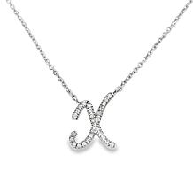 Colleen Lopez White Diamond Initial Drop Chain Necklace