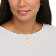 Colleen Lopez White Zircon Maltese Cross Pendant with Chain