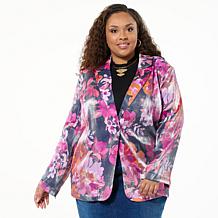 Colleen Lopez Woven Blazer with Zippered Sleeve Detail
