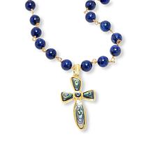Connie Craig Carroll Jewelry Cross Pendant with Beaded Rosary Chain