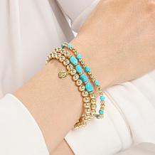 Connie Craig Carroll Jewelry Gem Bead Stretch Bracelet 3-piece Set