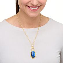 Connie Craig Carroll Jewelry Jeanette Labradorite Oval Drop Necklace