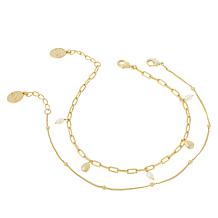 Connie Craig Carroll Jewelry Macy Gem Charm Ankle Bracelet 2pc Set