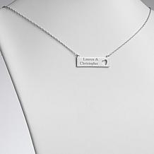 Couple's Names Open Heart Bar Necklace 