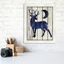 Courtside Market Buck and Moon 10.5" x 14" Wood Art - Navy Blue
