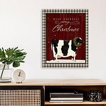 Courtside Market Cow Christmas Farm 12x18 Canvas Wall Art
