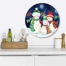 Courtside Market Festive Lights I Snowman 12x12 Circular Wood Décor