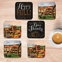 Courtside Market Happy Fall 6-piece Ceramic Coaster Set
