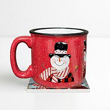 Courtside Market Happy Snowmen - 15 oz Mug and Coaster Set