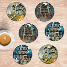 Courtside Market Haunting House 4"x4" Coaster Set