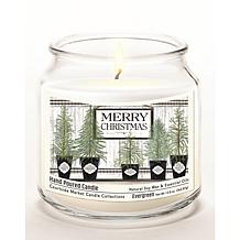 Courtside Market Merry Christmas Wax Candle with Brushed Silver Lid
