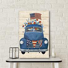 Courtside Market Patriotic Blue Truck Canvas Wall Art - 18" x 26" 