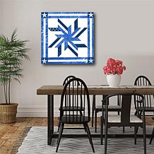 Courtside Market Quilt Square Blue & White 3 Canvas Wall Art - 24x24"