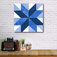 Courtside Market Quilt Square Blue & White 6 Canvas Wall Art - 16x16"