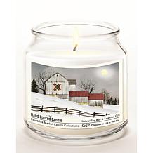 Courtside Market Quilted Barn  Candle Glass Jar with Silver Lid