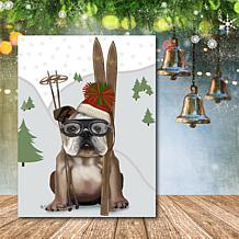 Courtside Market Skiing Bulldog 30x40 Canvas Wall Art
