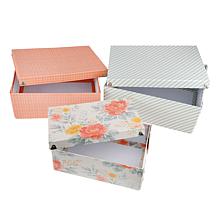 Craft Buddy Antique Floral Stacking Storage Boxes 3-piece Set