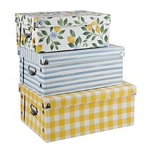 Craft Buddy Lemons & Prints Stacking Storage Boxes 3-piece Set