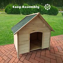 CritterSitters 41"T Outdoor Raised Log Cabin Style Pet House - Natural