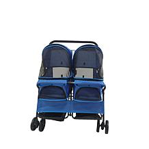 CritterSitters Double Pet Stroller with 2 Storage Baskets - Blue
