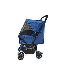 CritterSitters Double Pet Stroller with 2 Storage Baskets - Blue