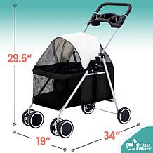 CritterSitters Single 4-Wheel Pet Stroller for 33lbs. and Under- Black
