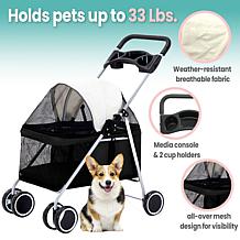 CritterSitters Single 4-Wheel Pet Stroller for 33lbs. and Under- Black