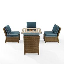 Crosley Bradenton Wicker Conversation Set Navy/Weathered Brown-5 Piece