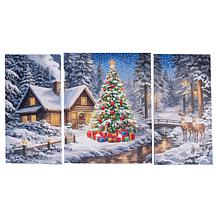 Crystal Art Triptych Canvas - Snowfall Lodge