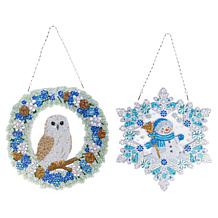 Crystal Art Winter Hanging Decorations - Set of 2