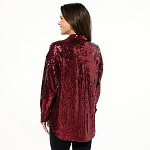 Curations x Debbie Denmon Button-Down Sequin Shirt