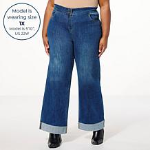 Curations x Sarah Anderson Stretch Denim Wide Leg Jean