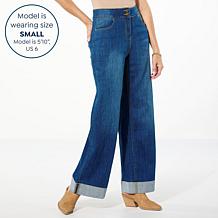 Curations x Sarah Anderson Stretch Denim Wide Leg Jean