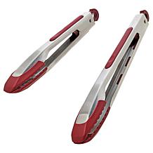 Curtis Stone 2-piece One-Push Tongs Set