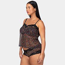 Curvy Couture Sheer Mesh Cami and Cheeky Panty 2-Piece Lingerie Set