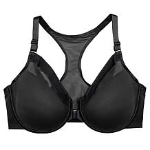 Curvy Couture Sheer Mesh Front-Close Racerback Underwire T-Shirt Bra