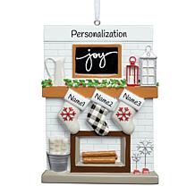 Custom Personalization Fireplace Mantel Family of 3 Ornament