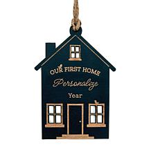 Custom Personalized Our First Home Personalized Black Wood Ornament