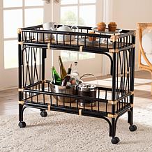 Dalinda Natural Rattan Kitchen Cart with Two Shelves
