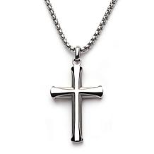 Dante Goldtone Stainless Steel Men's Double Finish Cross Necklace