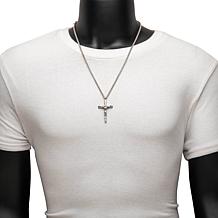 Dante Men's Stainless Steel Crucifix Cross Necklace with Black CZ