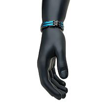 Dante Stainless Steel Men's Black and Blue Link Bracelet