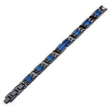Dante Stainless Steel Men's Black and Blue Link Bracelet