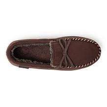 Dearfoams Men's Toby Microsuede Moccasin with Tie
