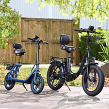 DeLorean 450W 36V Folding Seated E-Scooter w/Backrest & Accessories
