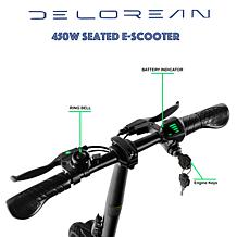 DeLorean 450W 36V Folding Seated E-Scooter w/Backrest & Accessories