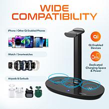 Delton 15W Wireless Fast-Charging Headset Stand and 20X Headset