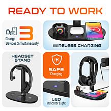 Delton 15W Wireless Fast-Charging Headset Stand and 30X Headset